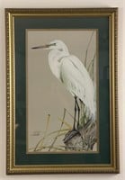 Art Lamay framed Heron print, signed and numbered