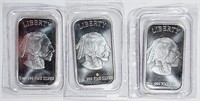 3  Liberty  1 oz .999 silver bars