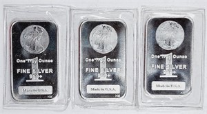 3  One troy ounce .999 silver bars