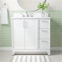 White Undermount Single Sink Bathroom Vanity