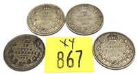 x4- Early Canadian silver dimes -x4 dimes -Sold by