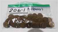 100) Unsorted Wheat Pennies