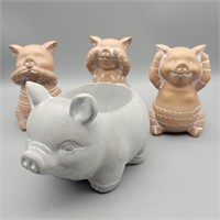 PIG PLANTER & 3 LITTLE PIGGIES HEAR SEE & SAY NO