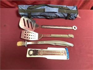 Barbecue Utensils Including A Large Set In A