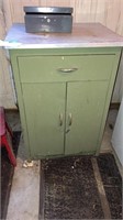 Cabinet. Green metal with Formica top