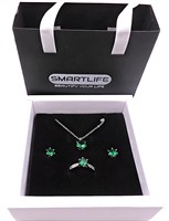 925S 3 Piece Emerald Solitaire Jewelry Set