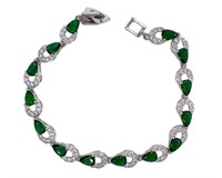 Platinum Plated Emerald Bracelet