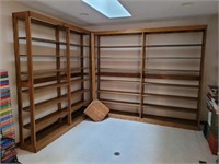 2 custom made solid oak adjustable bookshelves