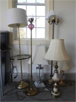 Lot #3587 - (6) Lamps: floor lamp, glass font
