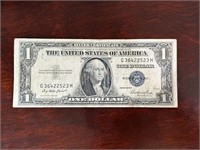 1935 E $1 Dollar Silver Certificate with blue seal