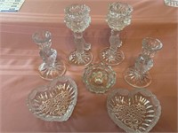 Glass Candle holders, double heart glass bowl,