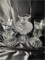 Three (3) Crystal Hurricane Lamp Style Candle