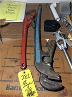 Large pipe wrenches & misc plumbing tools