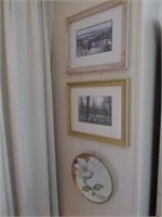 3 wall pictures & plate