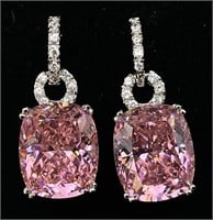 Large Pink Stone Earrings
