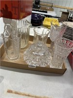 Box vintage clear glass items pitcher vases n more