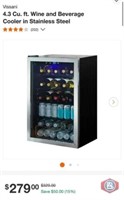 New 1 pcs; Vissani 4.3 Cu. ft. Wine and Beverage