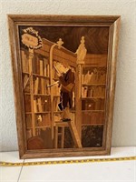 "The Bookworm" Inlaid Wood Art