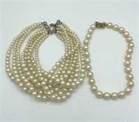 Lot of 2 Vintage Faux Pearl Necklaces MARVELLA