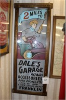 Framed painted tin sign