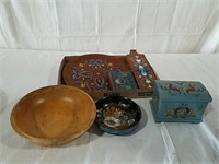 Rosemaled boxes and trays