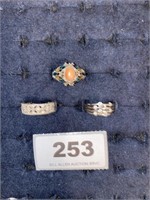 3 ornate sterling silver rings