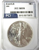 1988 Silver Eagle PCI MS70