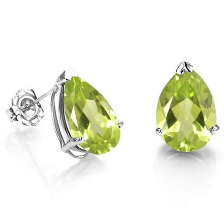 6x4MM Pear Cut Peridot .9CTW Stud Earrings in Ster