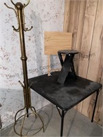 4 items Hall tree, TV tray, folding card, table,