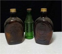 Group of 3 vintage bottles Sprite and syrup