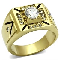 Gold-pl. Round .75ct White Sapphire Cross Ring