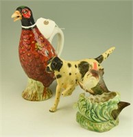Ceramic fish planter, ceramic standing pheasant