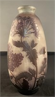 Emile Galle cameo vase, Purple Hydrangeas