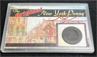 Display w/ Replica "The Original New York Penny"