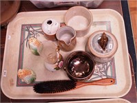 Pottery and china including round lidded pottery