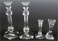 ASSORTED CRYSTAL CANDLESTICKS - LOT OF FOUR