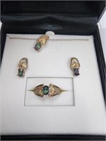Sterling with Black Hills gold leaf jewelry set