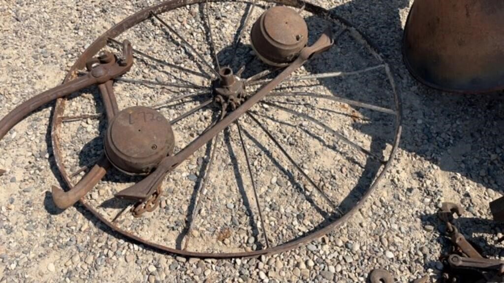 Iron Wheel & Log Grapple & Antique Headlight Bar