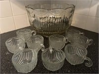 9 punch cups and punch bowl