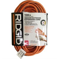 RIDGID 100 Ft. 14/3 Extension Cord, Orange and Gra