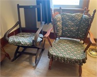 Old wood chair & wood rocker- see pictures