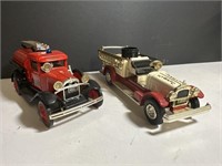 2- vintage diecast CASE Firetrucks NYSAFC banks