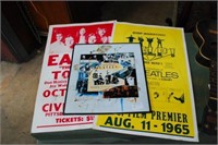 2 Concert Posters & Metallic Beatles Sign