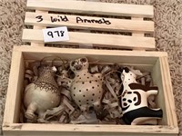 Small crate of ceramic wild animal ornaments MMA