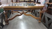 OAK COFFEE TABLE WITH GLASS TOP