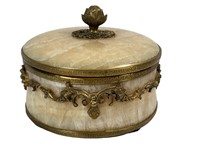 Contemporary Marble & Brass Powder / Trinket Box