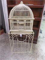 METAL BIRD CAGE ON STAND 40"T X 16"W X 10"D