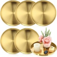 Gold Round Serving Tray  Stainless Steel  12
