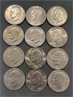 Lot Of 12 Eisenhower Dollars Incl Bicentennial