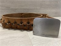 Vtg Leather Ammo Belt w/ Buckle